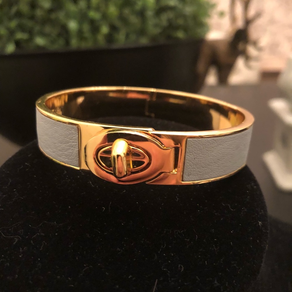 COACH blue/gold hinge bangle/bracelet with lock